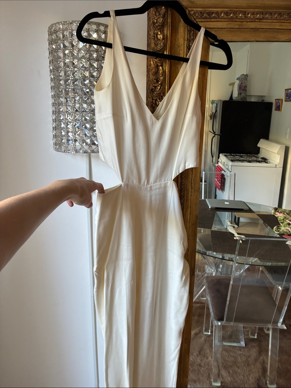 H&M conscious exclusive Elegant Cream V-Neck Sleeveless jumpsuit size 4